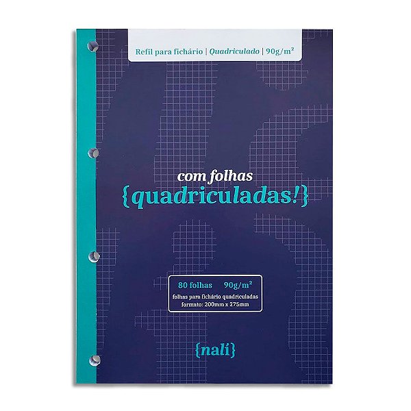 Bloco P/ Fichario Branco A4 Quadriculado Nalí