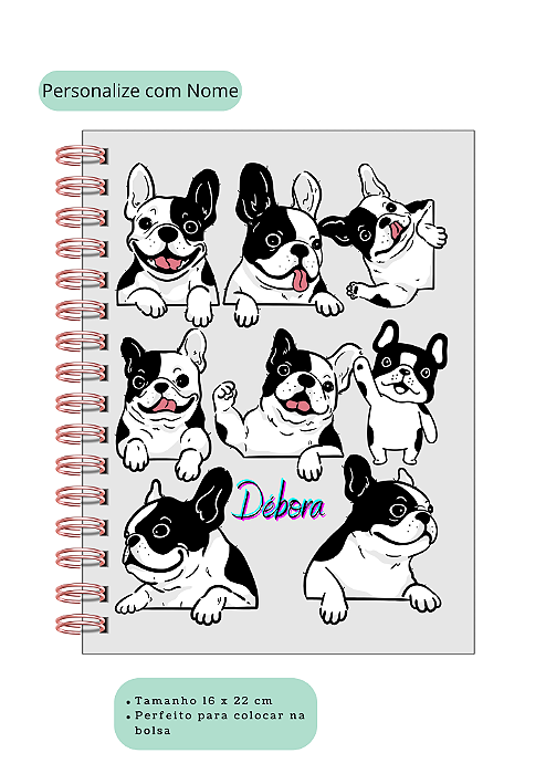 Caderno Buldogue Personalizado A5