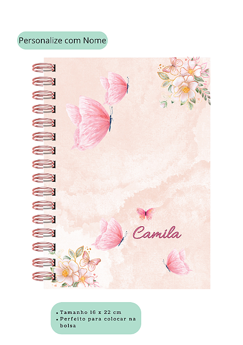 Agenda Borboletas Personalizada A5