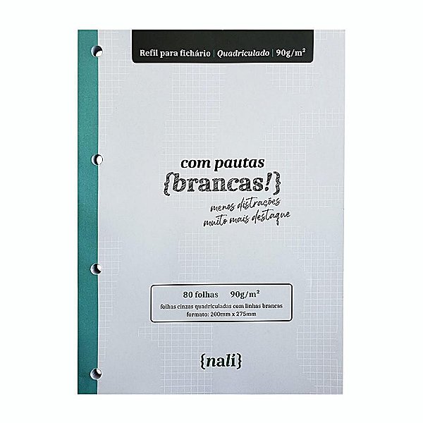 Bloco P/ Fichário Linhas Brancas A4 Quadriculado Nali