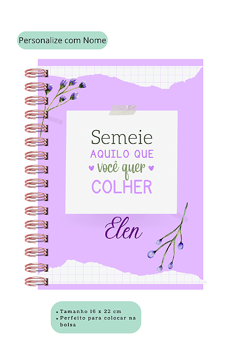 Agenda Colheita Personalizada A5
