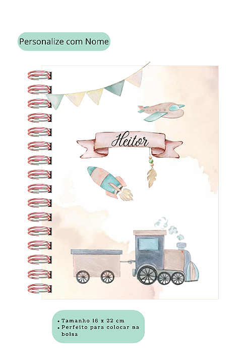 Caderneta de Vacina Personalizada Trem