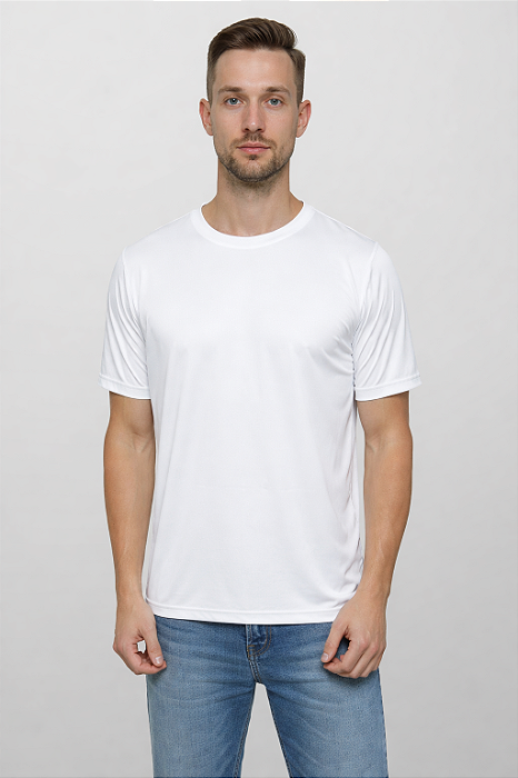 Camiseta Masculina Dry Fit Comfort com Elastano Branca