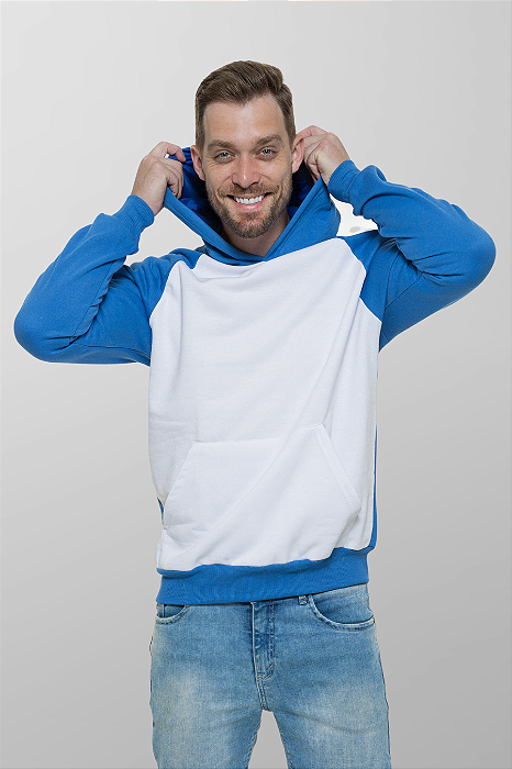 Blusão Moletom Manga Raglan Azul Para Sublimação