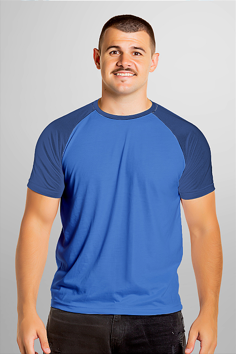 Camiseta Raglan França Royal com Manga Marinho 100% Poliéster (Edição Limitada)