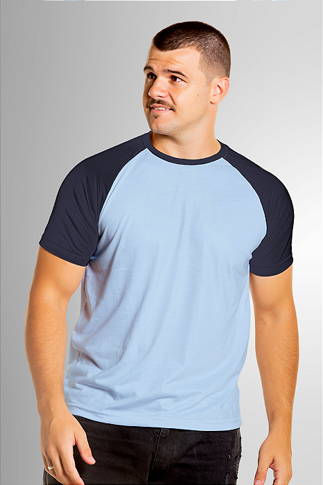 Camiseta Raglan argentina Azul claro com Manga Marinho 100% Poliéster (Edição Limitada)
