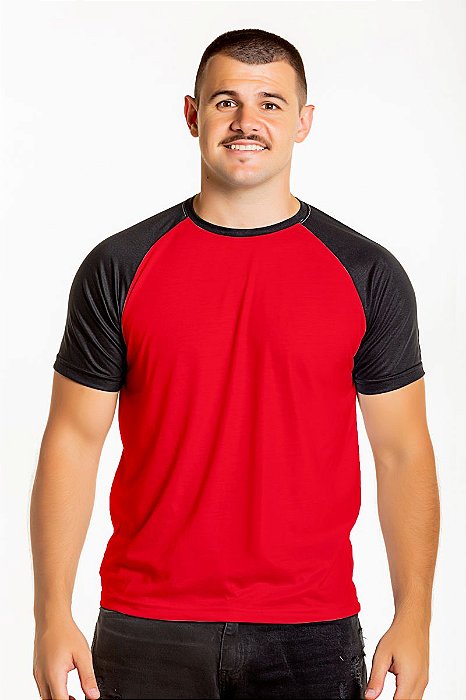 Camiseta Raglan Alemanha Vermelha com manga Preta 100% Poliéster (Edição Limitada)