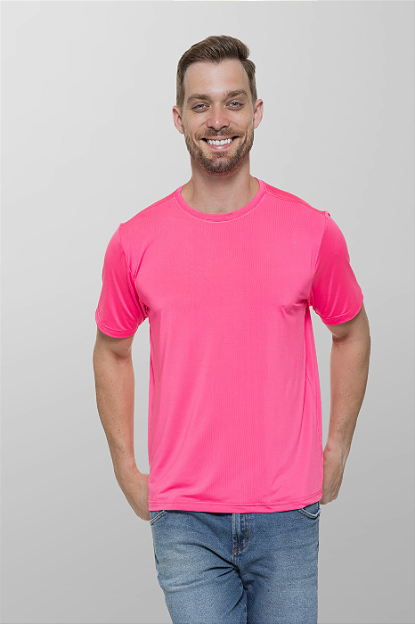 Camiseta Dry Comfort Com Elastano Rosa Neon