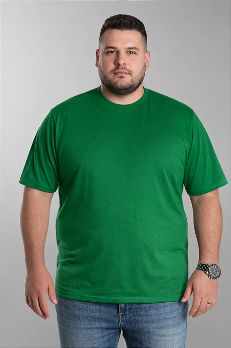 Camiseta Masculina Plus Size Verde Bandeira 100% Poliéster
