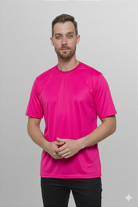 Camiseta Masculina PV Malha Fria Rosa Shock