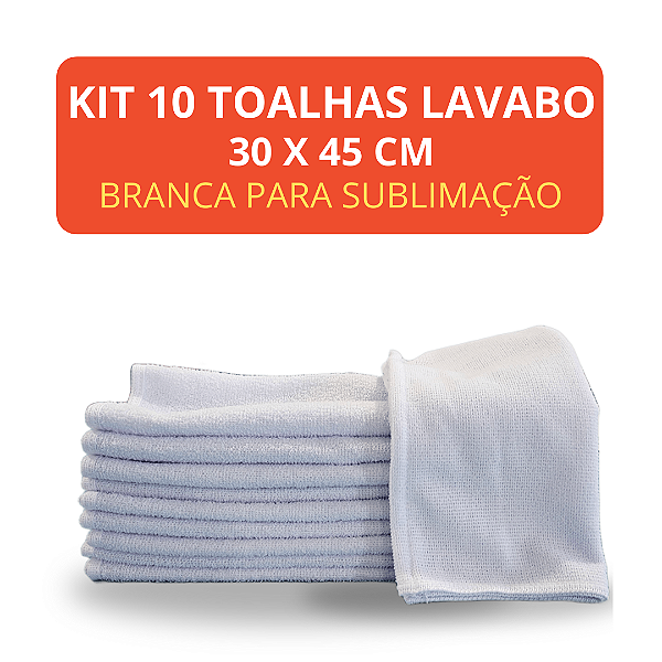 Kit 10 Toalhas Lavabo 30 x 45 cm Branca Para Sublimação