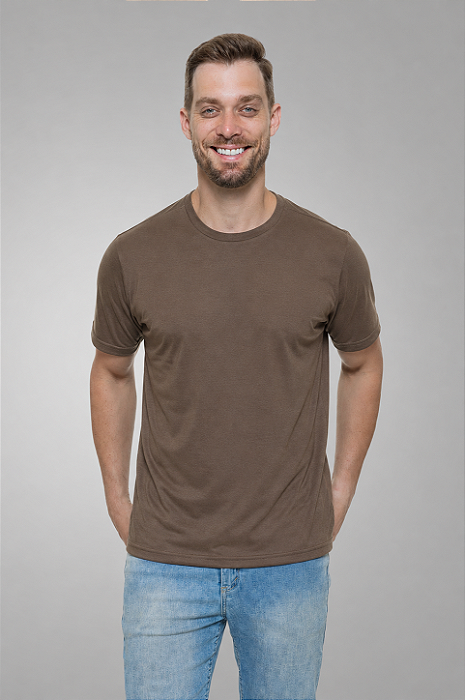 Camiseta Masculino PV Malha Fria Marrom Mocca Mousse