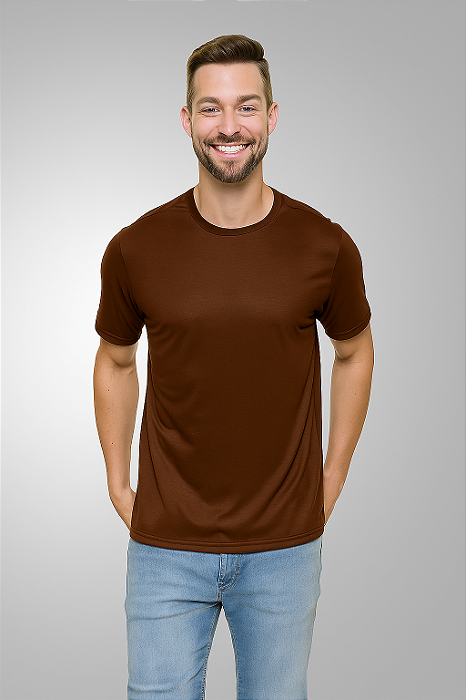 Camiseta PV Malha Fria Marrom Mocca Mousse
