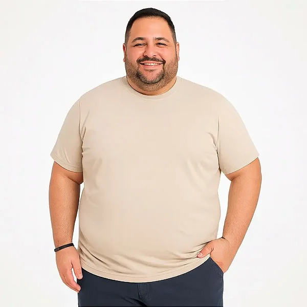 Camiseta Plus Size PV Malha Fria Bege