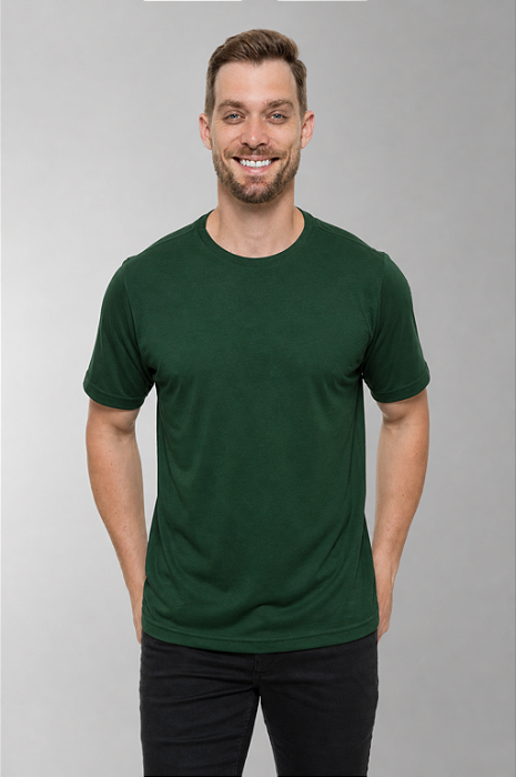 Camiseta Masculina 100% Poliéster Verde Militar