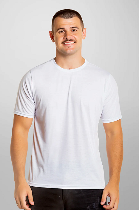 Camiseta Masculina 100% Poliéster Branca Anti pilling