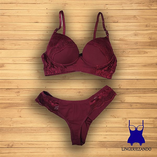 Conjunto lingerie vinho Clearance