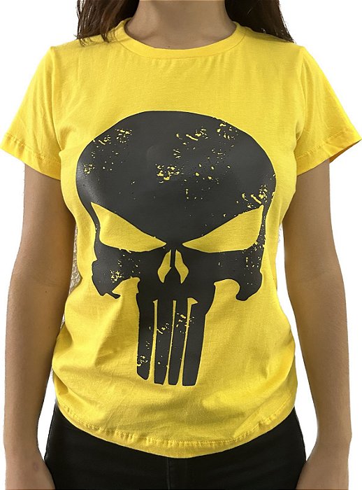 CAMISA FEMININA AMARELA JUSTICEIRO PRETO - HEROS