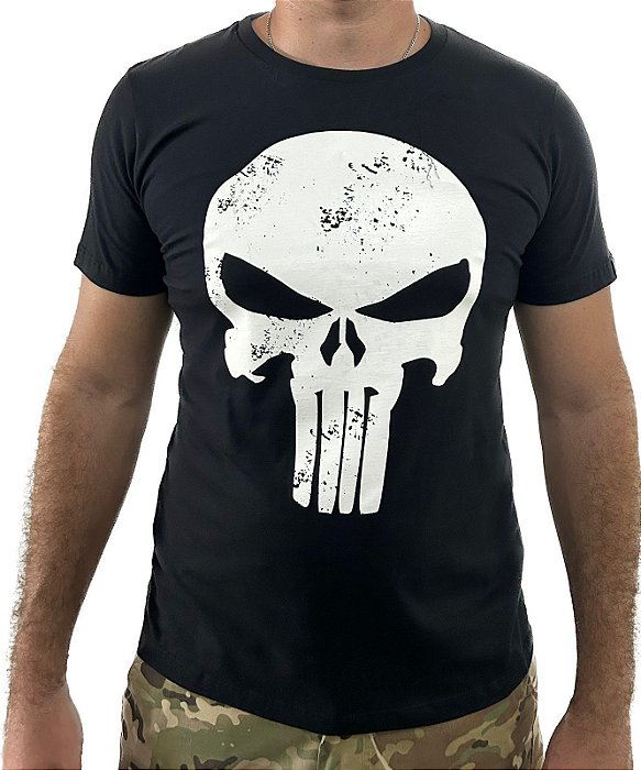 CAMISA MASCULINA PRETA JUSTICEIRO BRANCO - HEROS