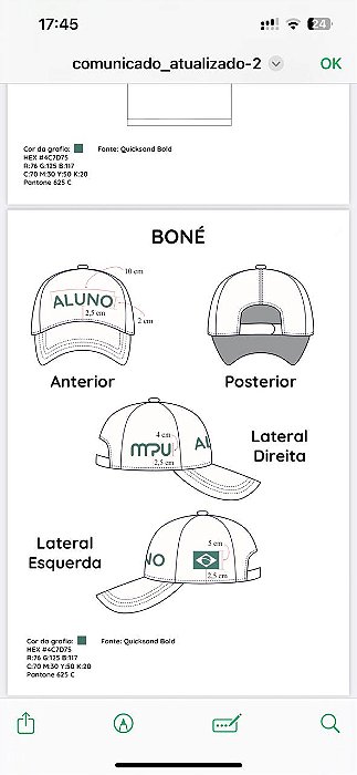 BONÉ BRANCO ALUNO MPU