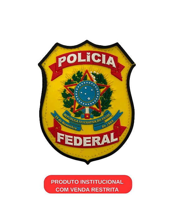 PATCH EMBORRACHADO BRASÃO POLICIA FEDERAL COLORIDO