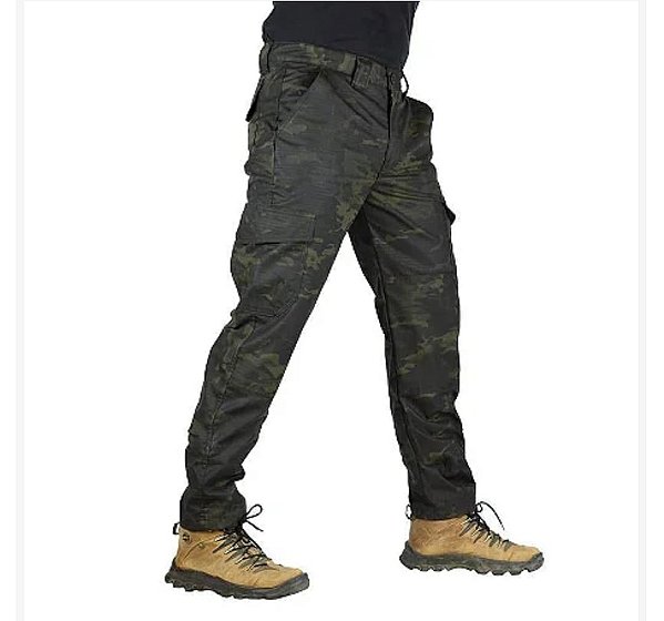 CALÇA TÁTICA MASCULINA MULTICAM BLACK - SAFO