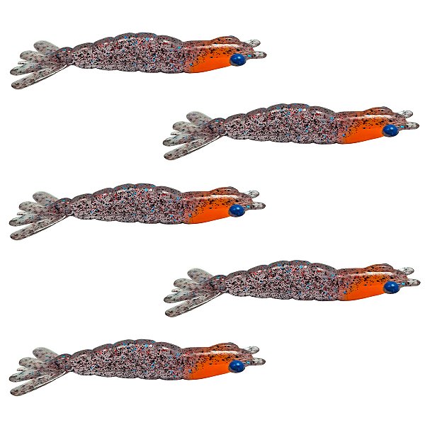 Kit camarão artificial 5 unidades 6cm - Ueki Custom Baits