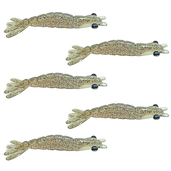 Kit camarão artificial 5 unidades 7cm - Ueki Custom Baits