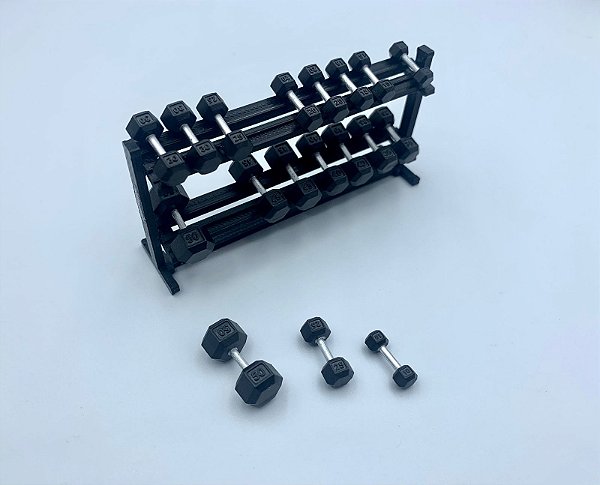 Halteres hexagonal com suporte - miniatura