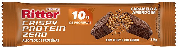 BARRA CRISPY PROTEIN ZERO CARAMELO & AMENDOIM - DISPLAY COM 12 Un.