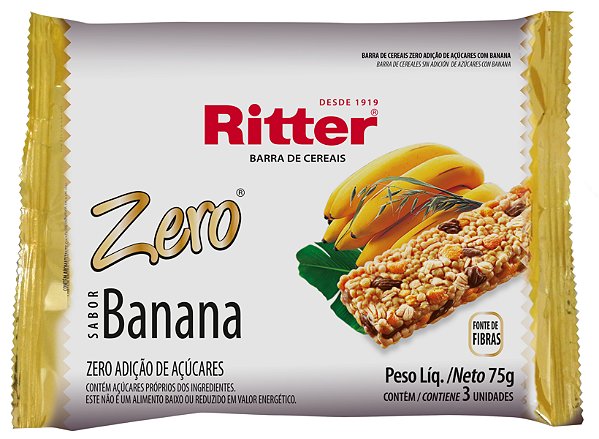 BARRA DE CEREAL ZERO AÇÚCAR COM BANANA - 3un