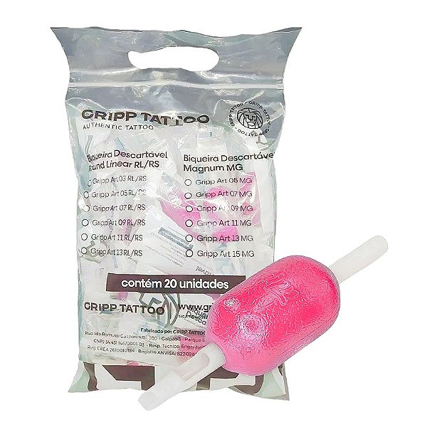 Biqueira Gripp descartável rosa - Pintura Magnum MG - Pacote com 20 unidades