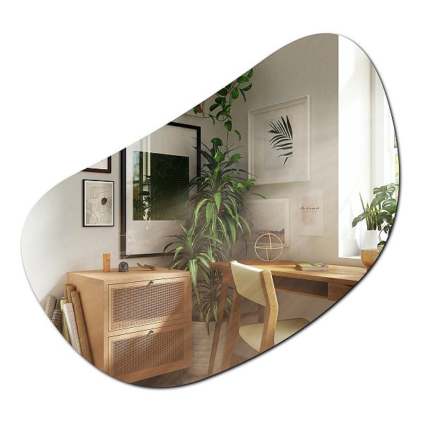 Espelho Orgânico Decorativo de Parede para Sala de Estar 60 x 56 cm - Amplo  Espaço - Especialistas em Móveis Espelhados