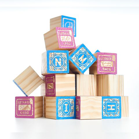 Kit ABC Entalhado Braile - Blocos de montar de madeira