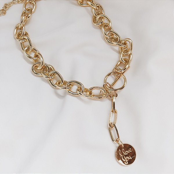 Colar Love You Dourado