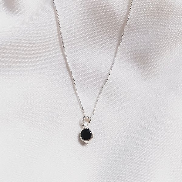 Colar Ponto de Luz Preto Prata 925