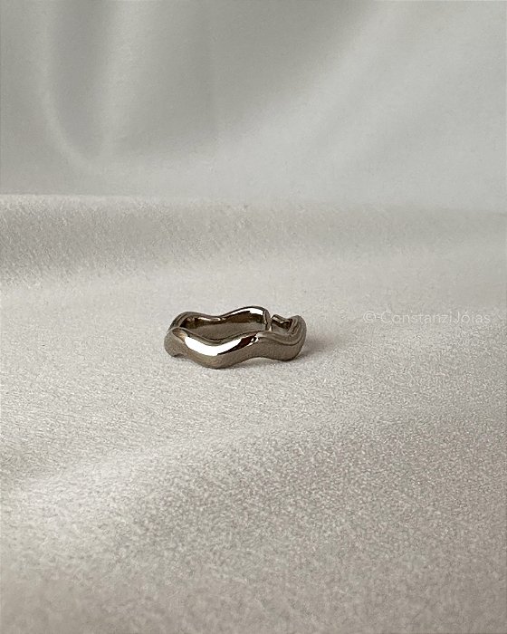 Anel Dedinho Organic Prateado - Banho Flash