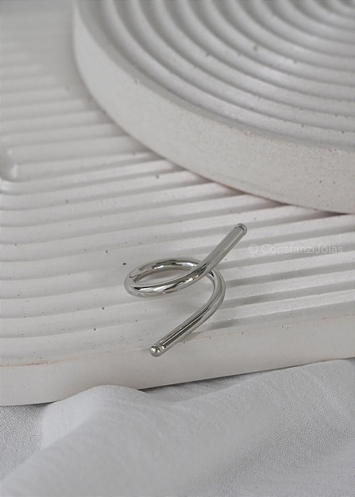 Anel Line Prateado - Banho Flash