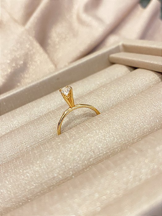 Solitário Minimalista Mini Zircônia Banhado em Ouro
