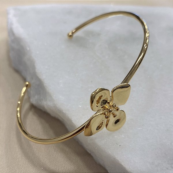 Bracelete com Flor Banhado em Ouro 18k