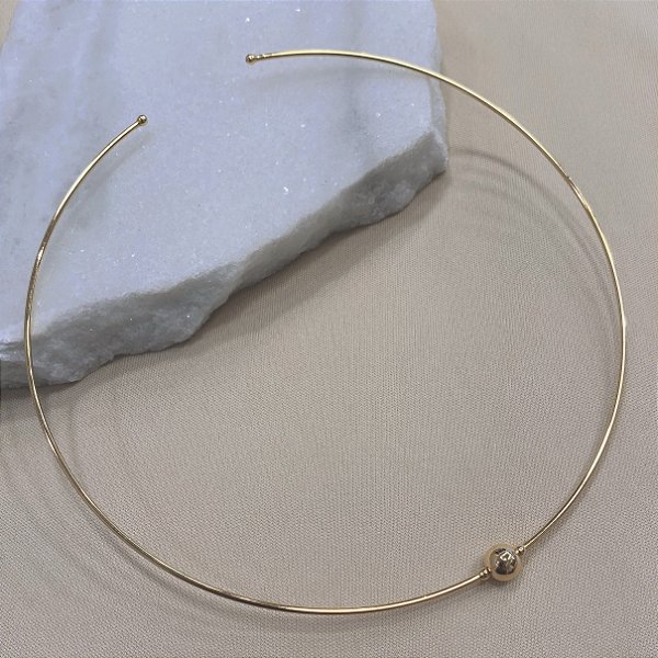 Choker Minimalista Bolinha Espelhada Banhado em Ouro 18k