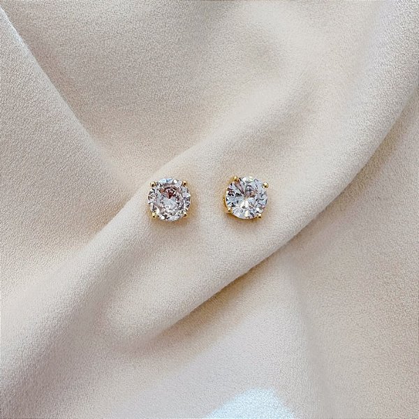 Brinco Maxi Ponto de Luz 10mm Banhado em Ouro 18k