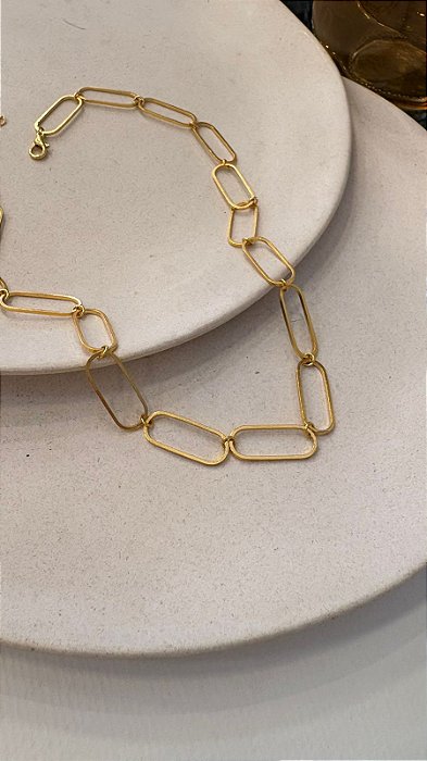 Choker Elos Lisos Banhado em Ouro 18k