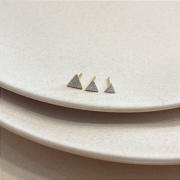 Trio Brinco Minimalista Cravejado Banhado em Ouro