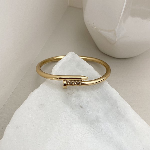 Bracelete Prego Inspiração Banhado em Ouro