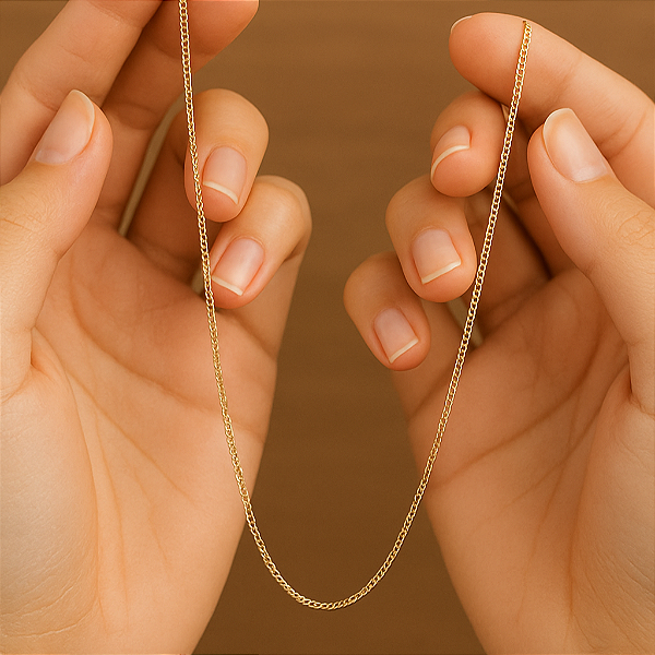 Corrente Elo Português 45cm 2mm Banhada em ouro