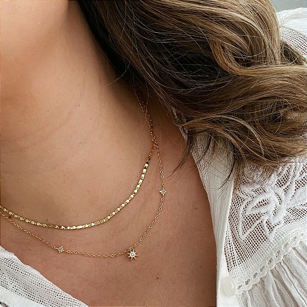 Colar Star Estrela H Stern Inspiração Banhado em Ouro