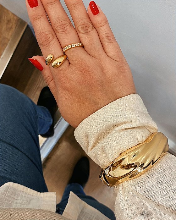 Maxi Bracelete Orgânico Espelhado Banhado em Ouro