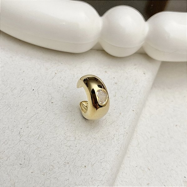 Piercing Fake Cravejado Zircônia Coração Banhado em Ouro