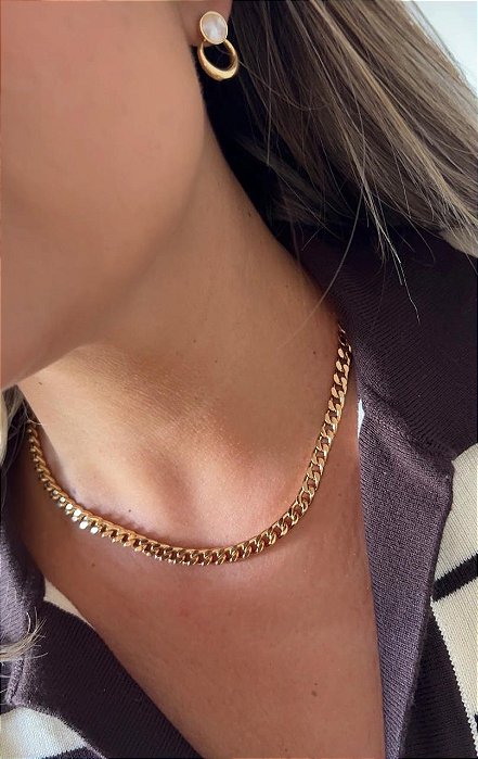 Corrente Groumet 5mm 45cm Banhada em Ouro
